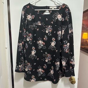 EUC LOFT black floral blouse